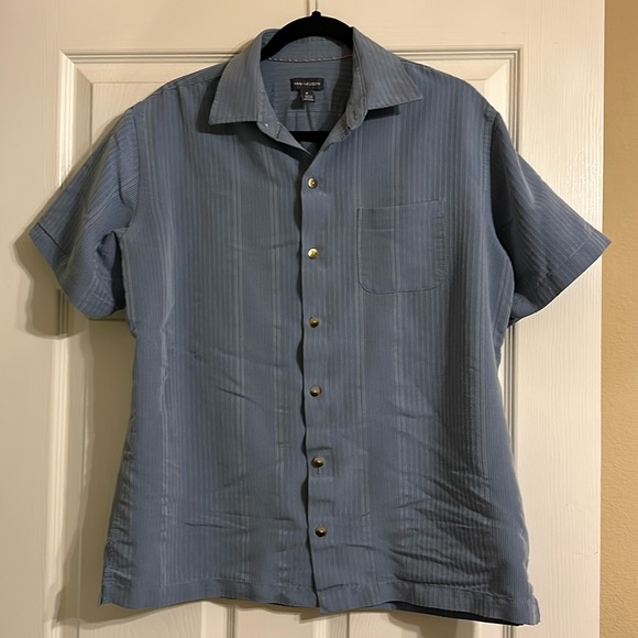Van Heusen Short Sleeve Blue Ribbed Shirt - Picture 1 of 5